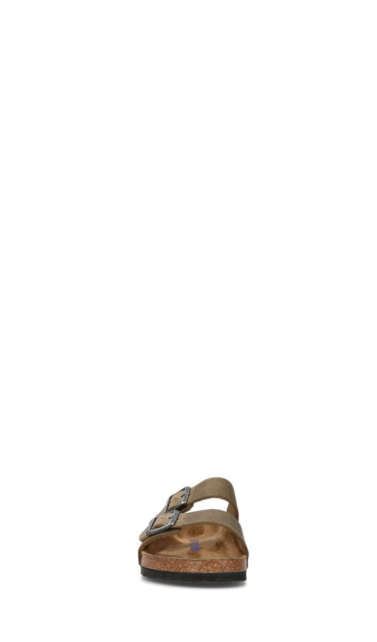 BIRKENSTOCK Ciabatta uomo verde militare in pelle