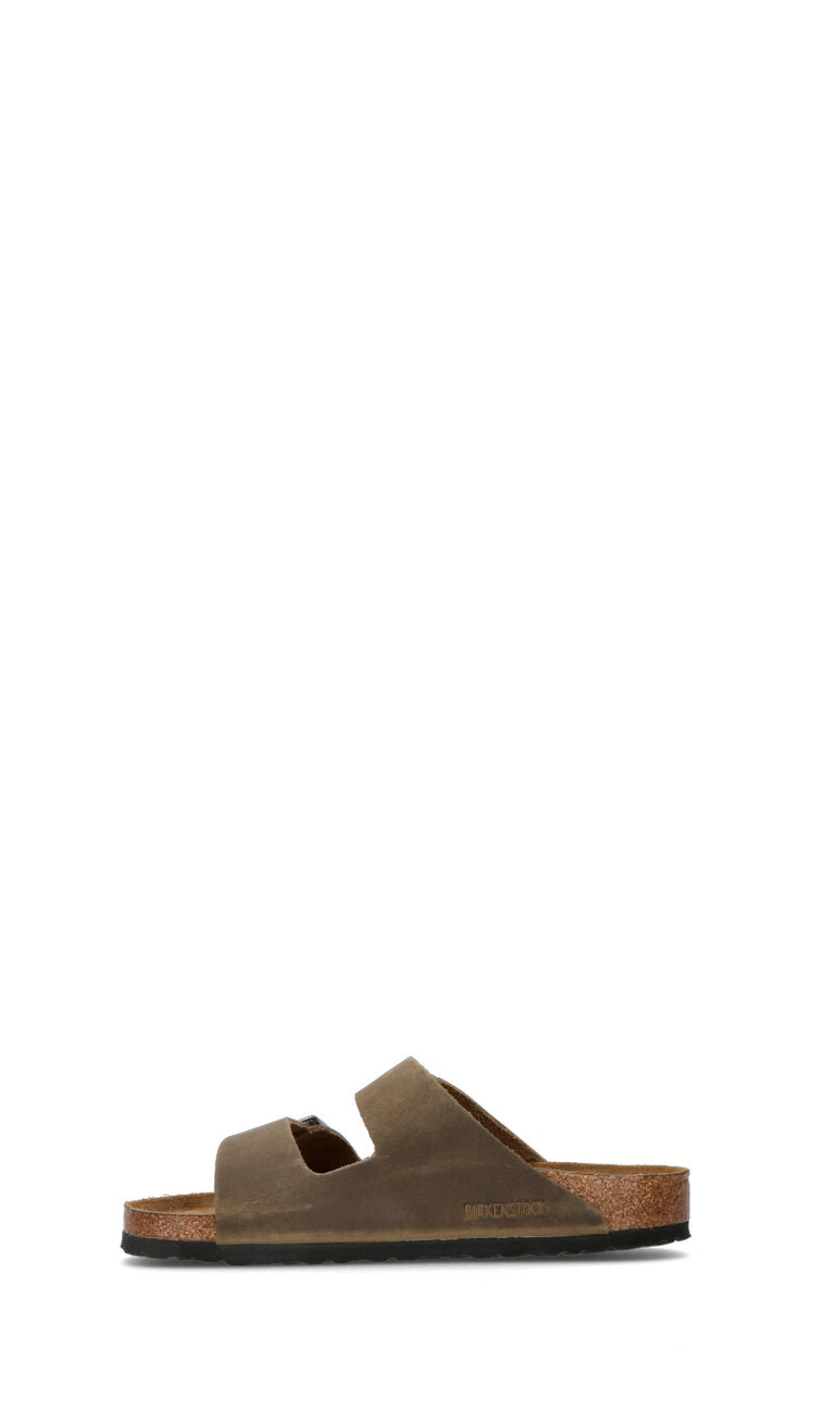 BIRKENSTOCK Ciabatta uomo verde militare in pelle