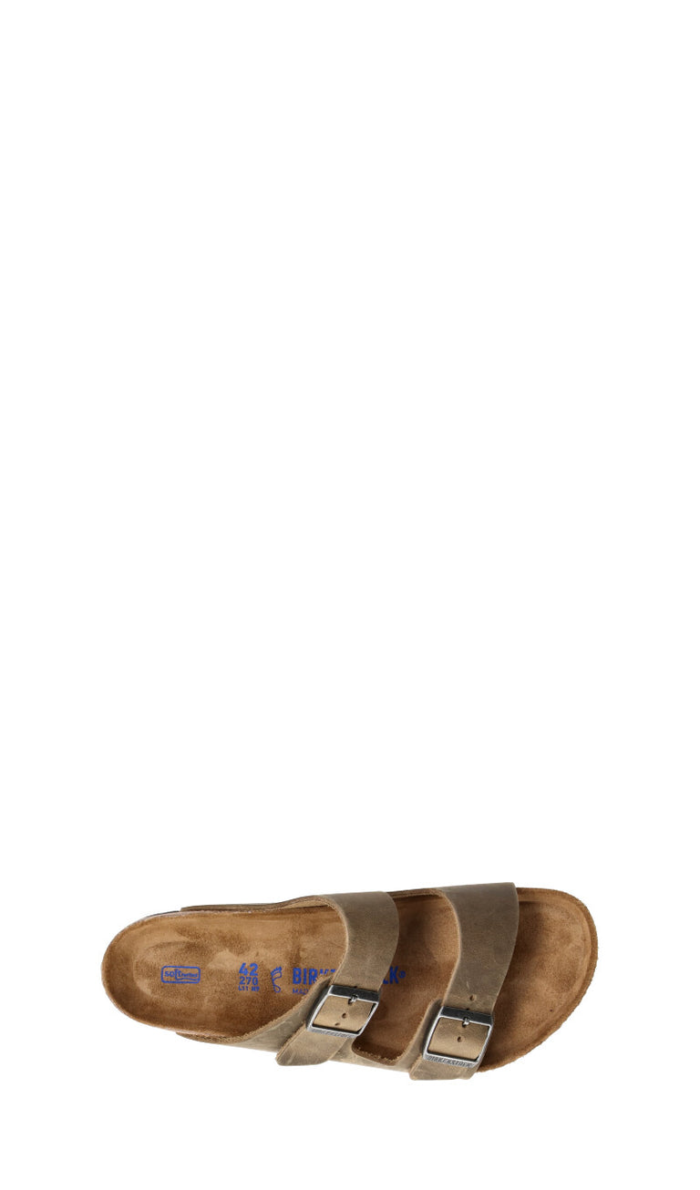BIRKENSTOCK Ciabatta uomo verde militare in pelle