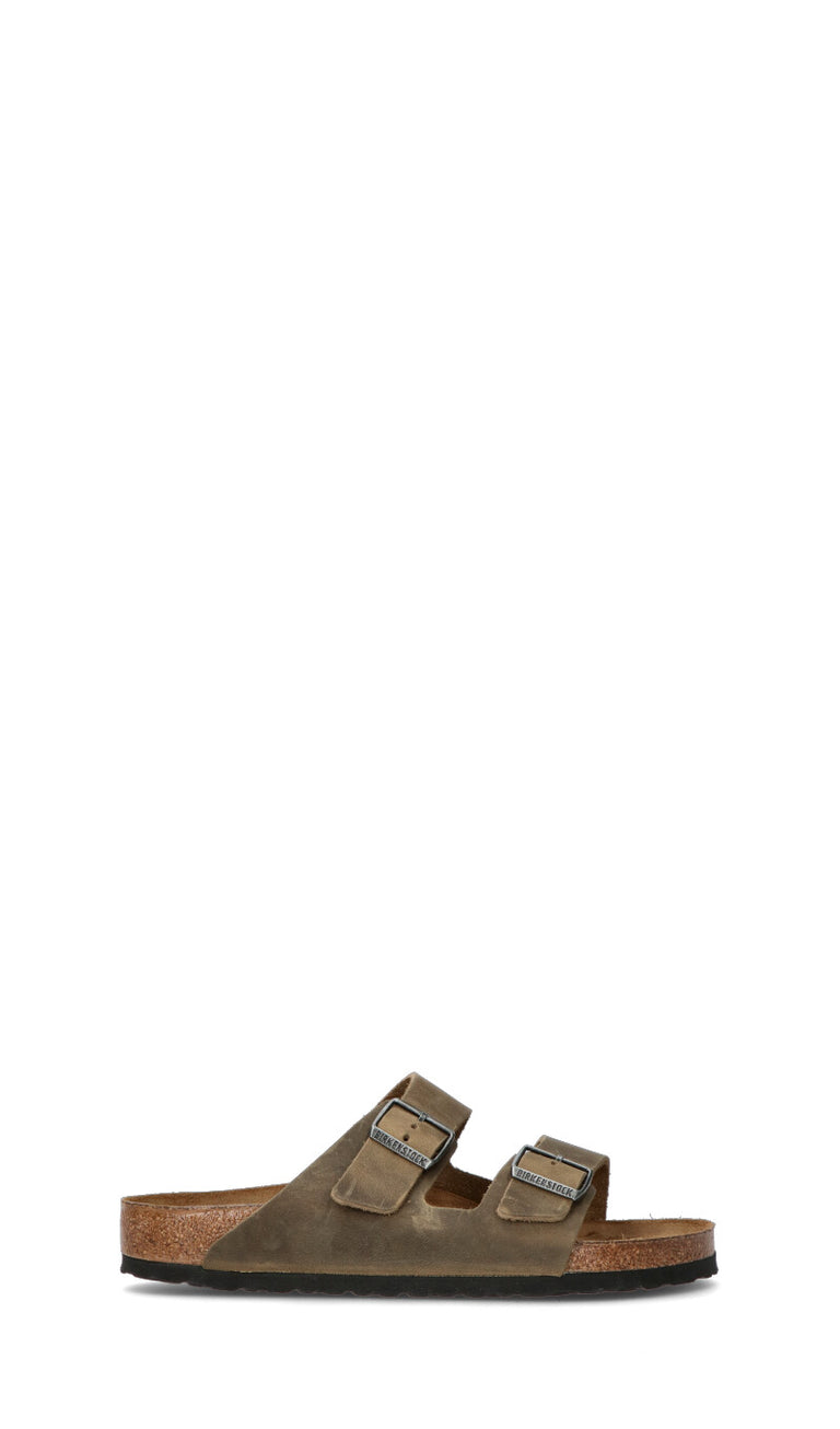 BIRKENSTOCK Ciabatta uomo verde militare in pelle Quellogiusto