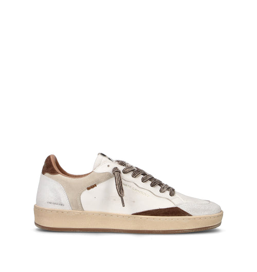 CRIME Sneaker uomo bianca in pelle