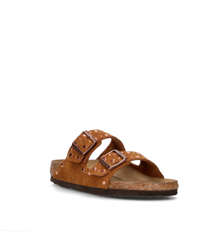 BIRKENSTOCK ARIZONA RIVET BORDER Ciabatta donna mink in suede