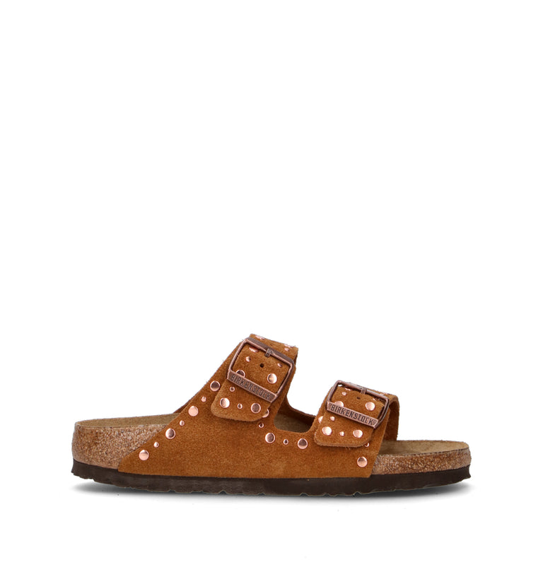 BIRKENSTOCK ARIZONA RIVET BORDER Ciabatta donna mink in suede