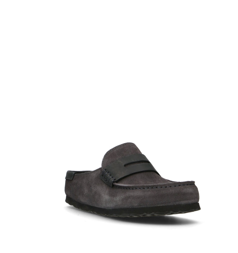 BIRKENSTOCK NAPLES WRAPPED DOUBLE STITCH Sabot donna nero in suede