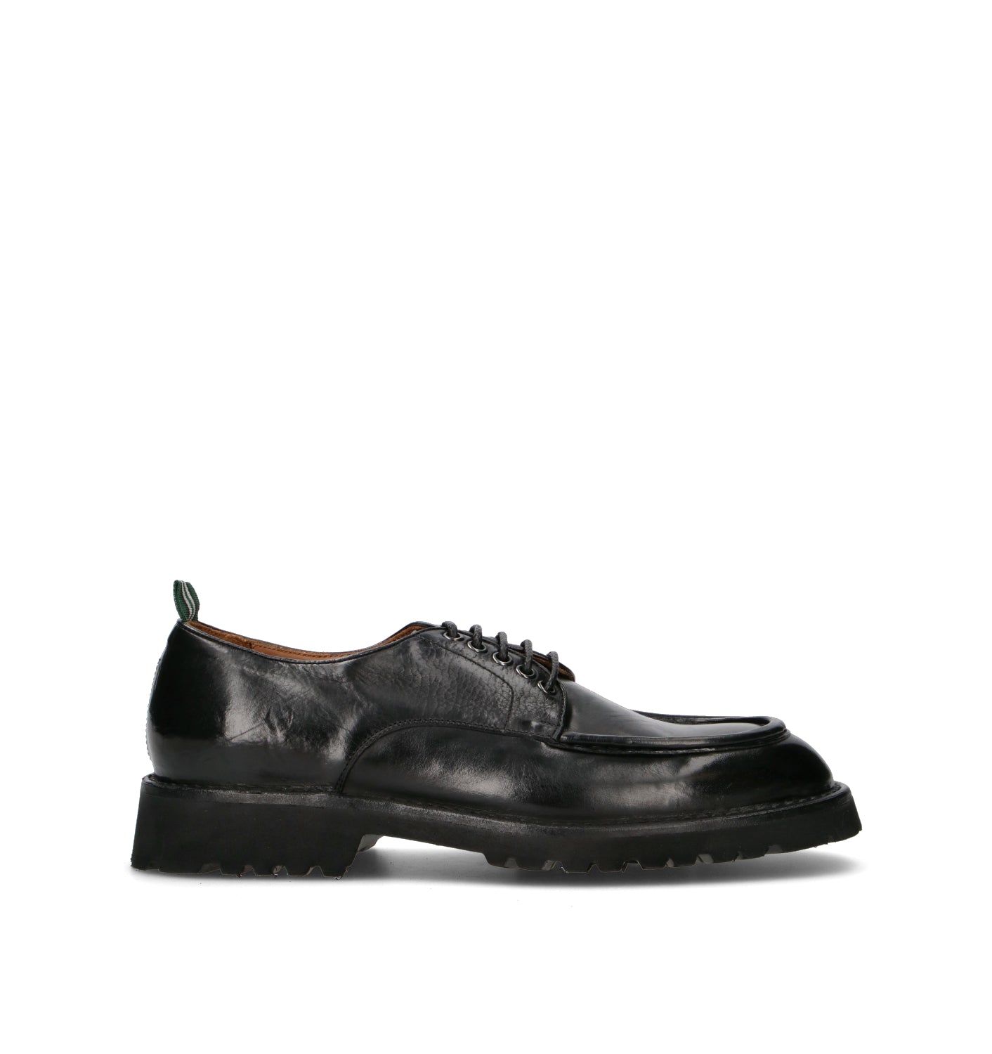 GREEN GEORGE Stringata uomo nera in pelle