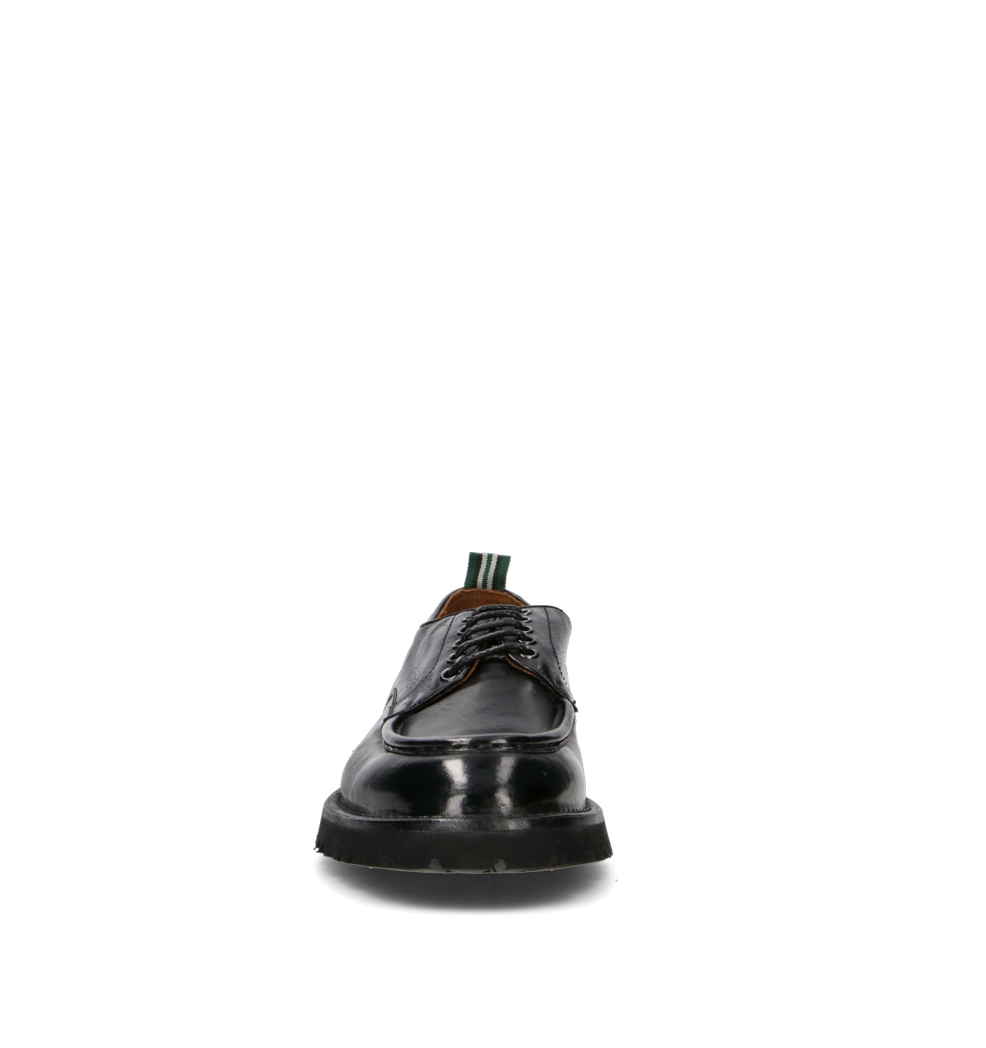 GREEN GEORGE Stringata uomo nera in pelle