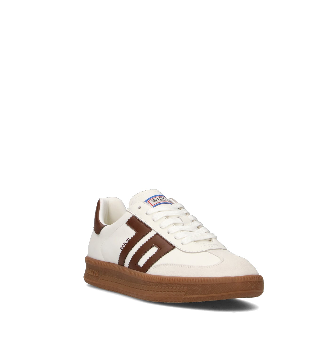 BACK 70 Sneaker uomo bianca/cuoio in pelle