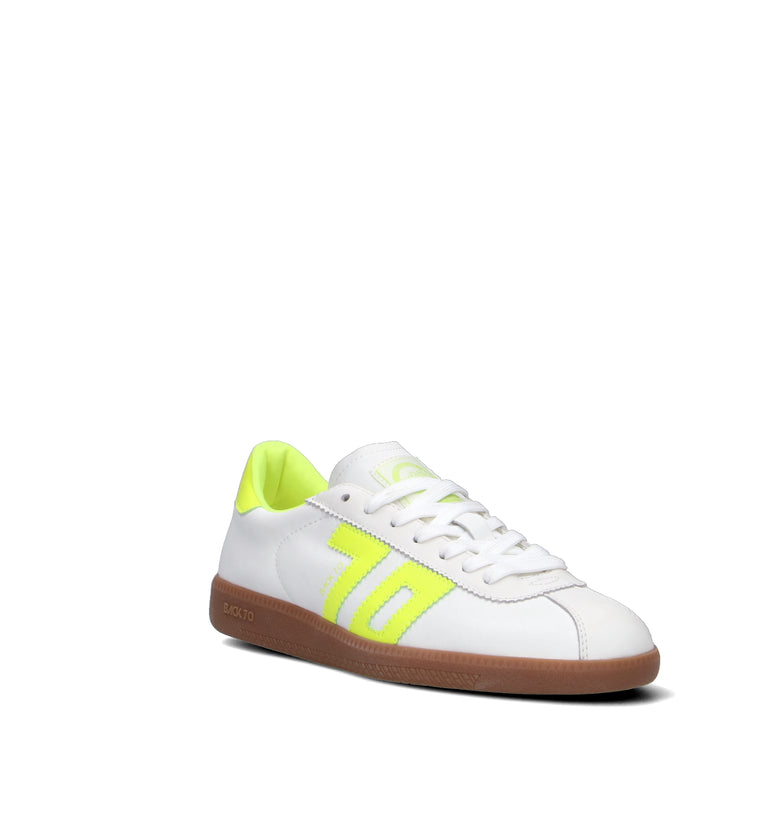 BACK70 Sneaker donna bianca/gialla in pelle