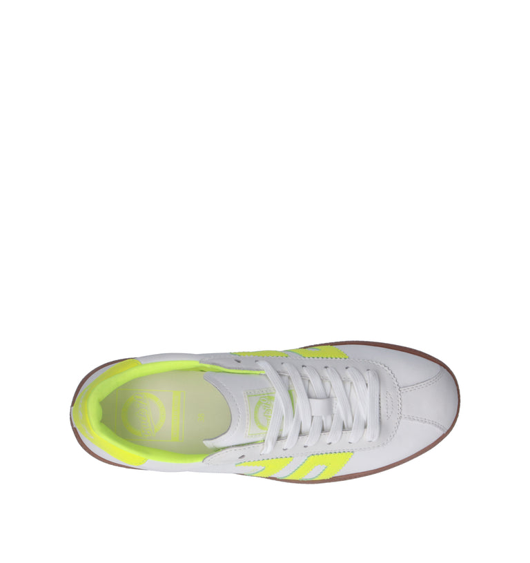 BACK70 Sneaker donna bianca/gialla in pelle