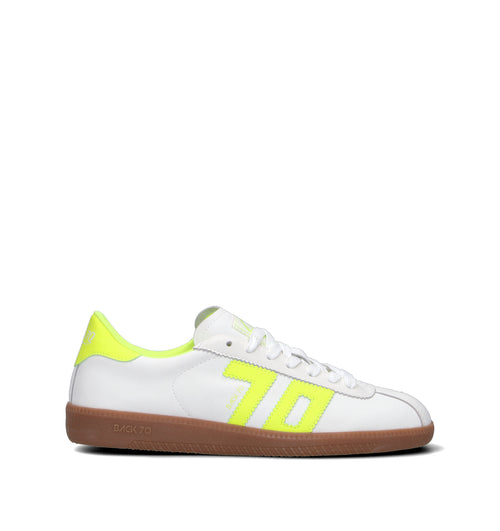 BACK70 Sneaker donna bianca/gialla in pelle