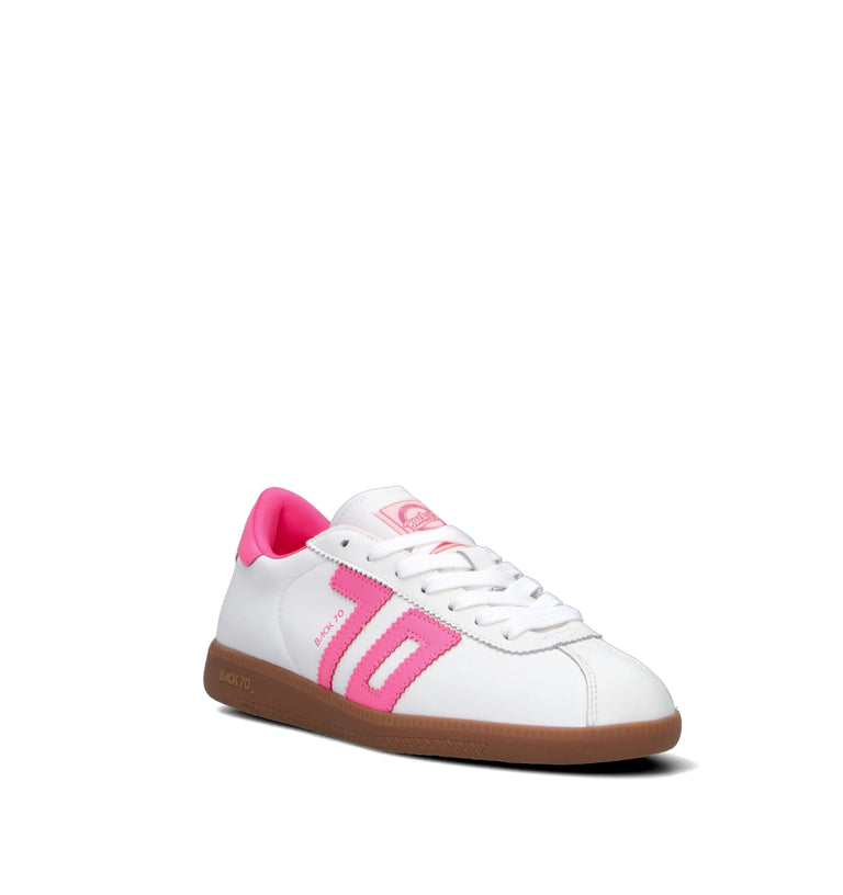 BACK70 Sneaker donna bianca/rosa in pelle