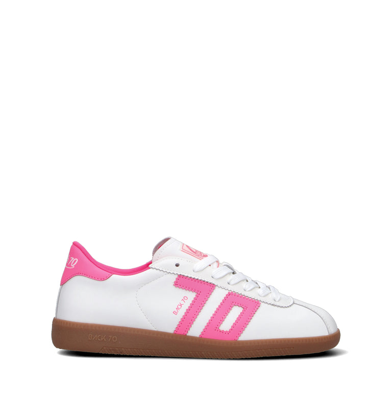 BACK70 Sneaker donna bianca/rosa in pelle