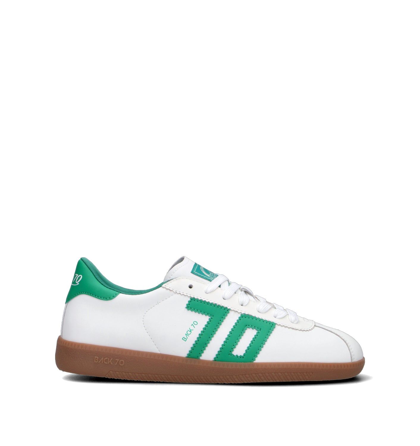 BACK70 Sneaker donna bianca/verde in pelle
