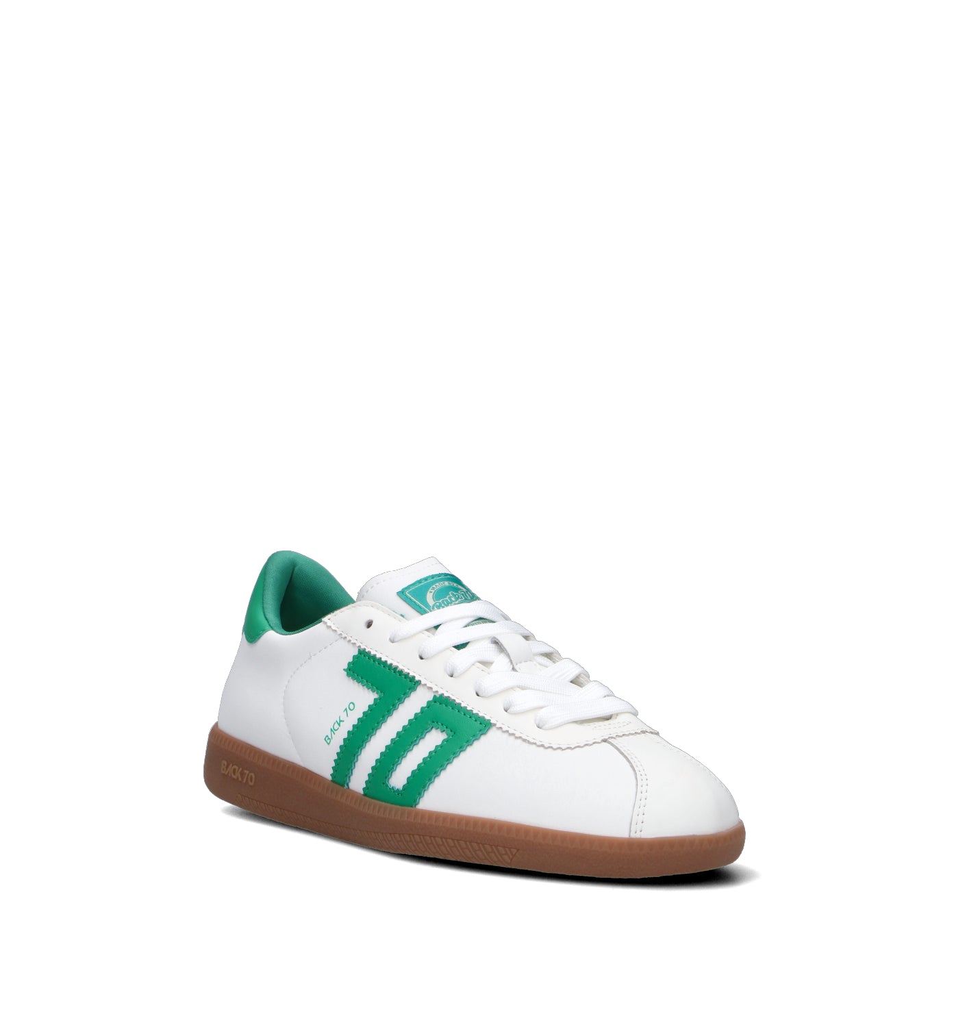 BACK70 Sneaker donna bianca/verde in pelle