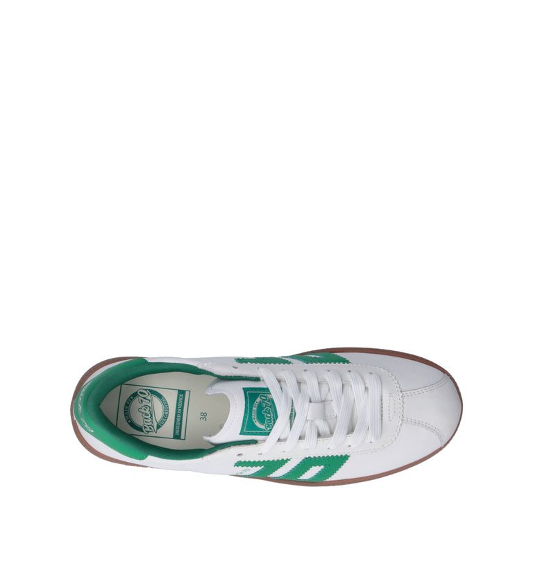 BACK70 Sneaker donna bianca/verde in pelle