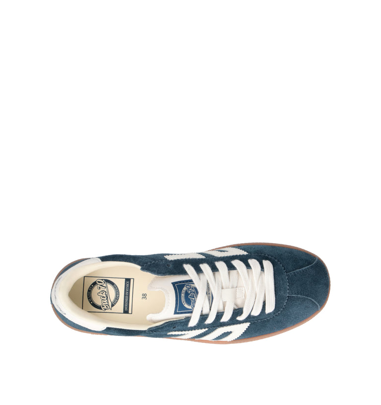 BACK70 Sneaker donna blu in suede
