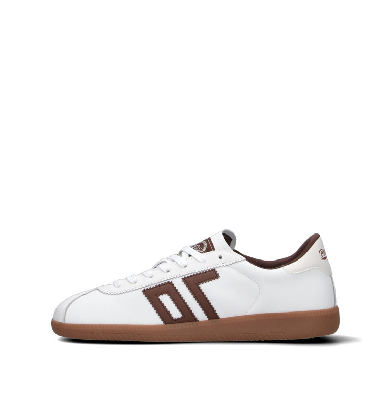BACK70 Sneaker uomo bianca/cuoio in pelle