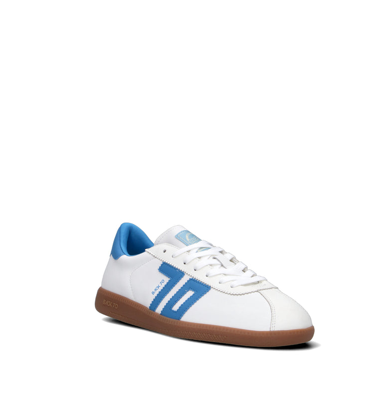 BACK70 Sneaker uomo bianca/blu in pelle