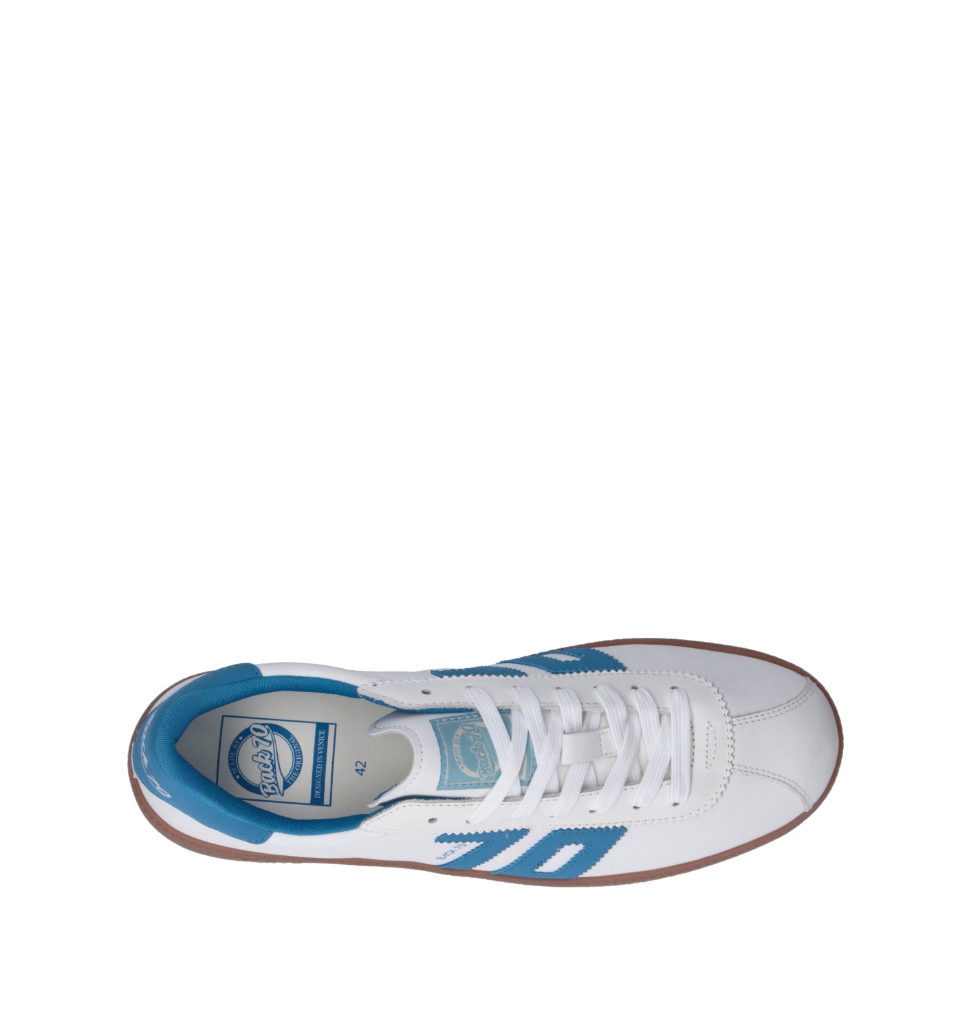 BACK70 Sneaker uomo bianca/blu in pelle