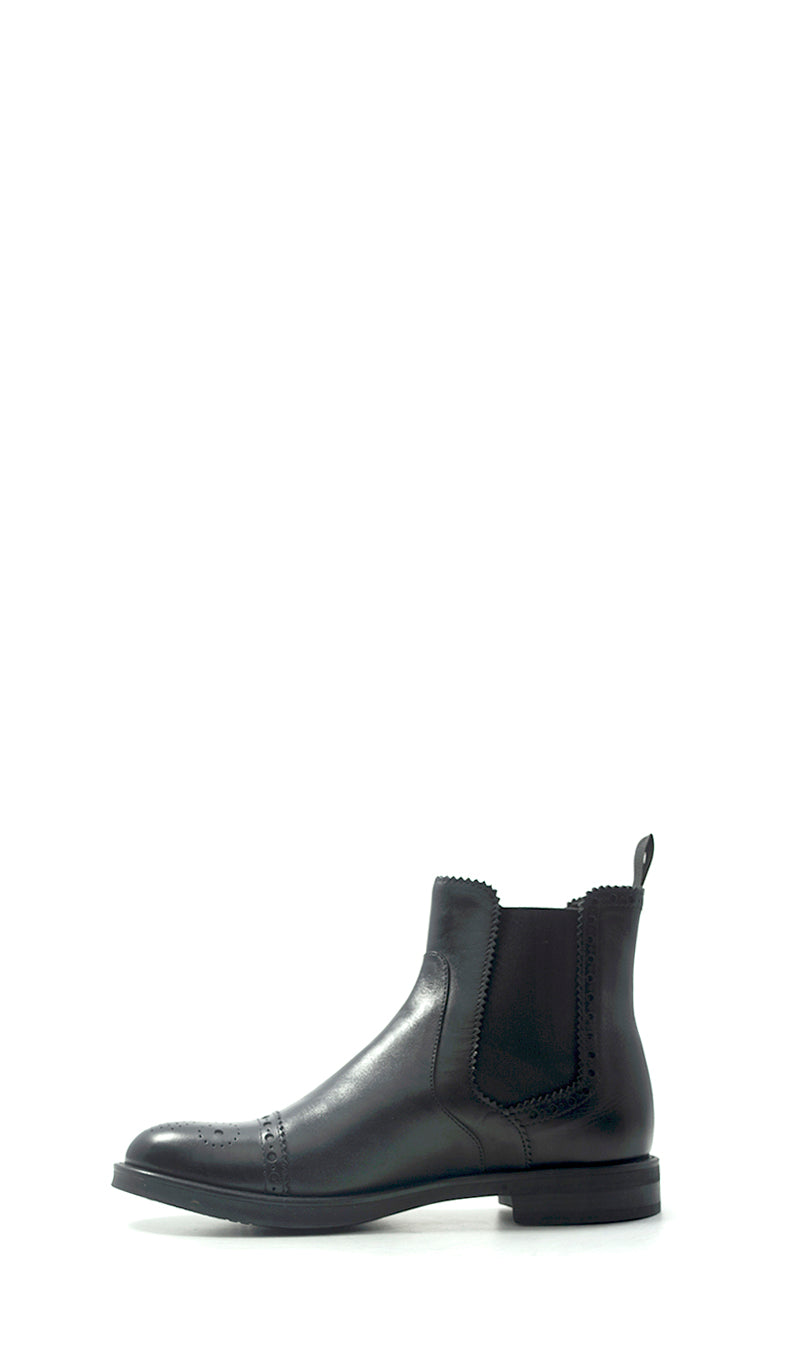 STONEFLY Tronchetto uomo nero in pelle con ricami brogue
