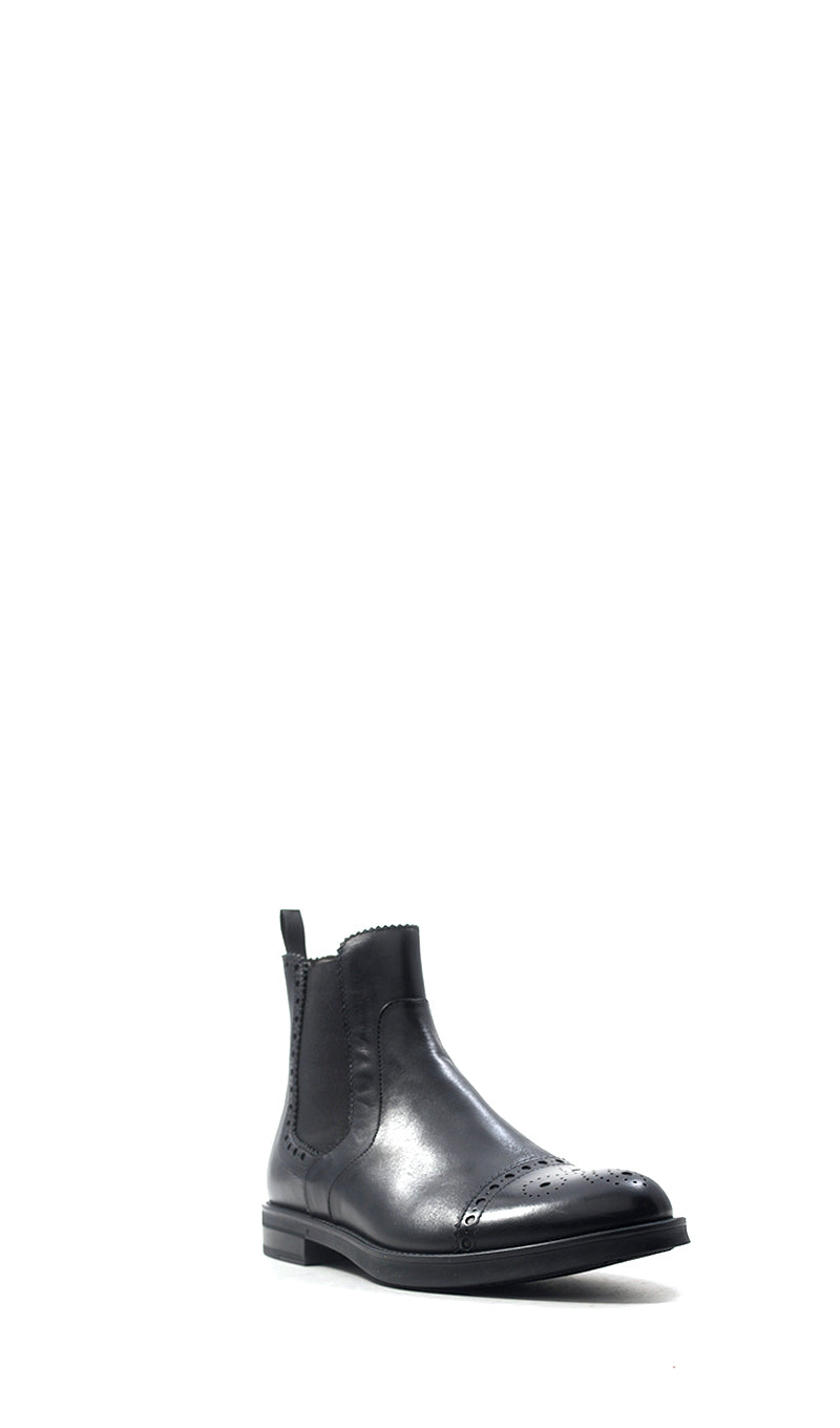 STONEFLY Tronchetto uomo nero in pelle con ricami brogue