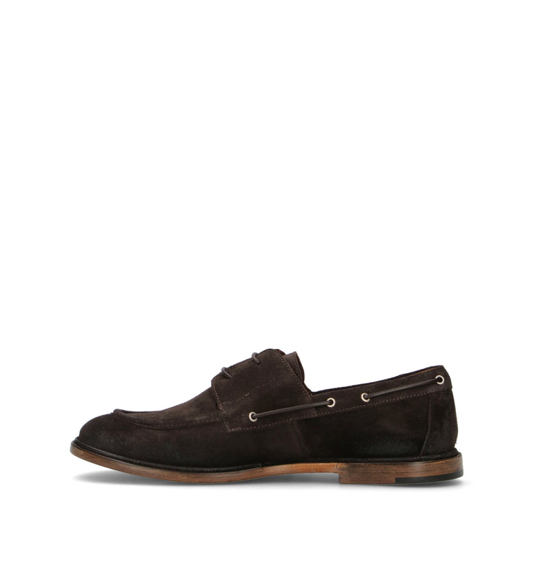 ERNESTO DOLANI Scarpa barca uomo testa di moro in suede
