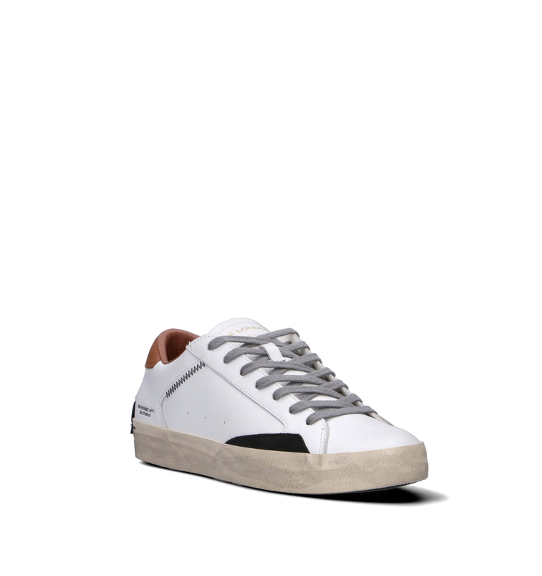 CRIME Sneaker uomo bianca in pelle