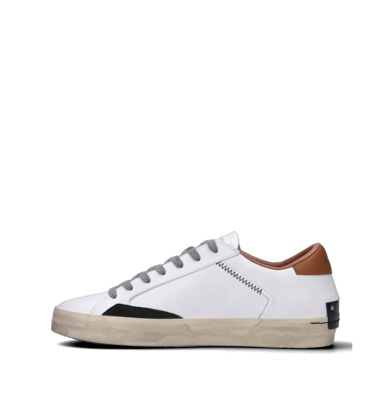 CRIME Sneaker uomo bianca in pelle