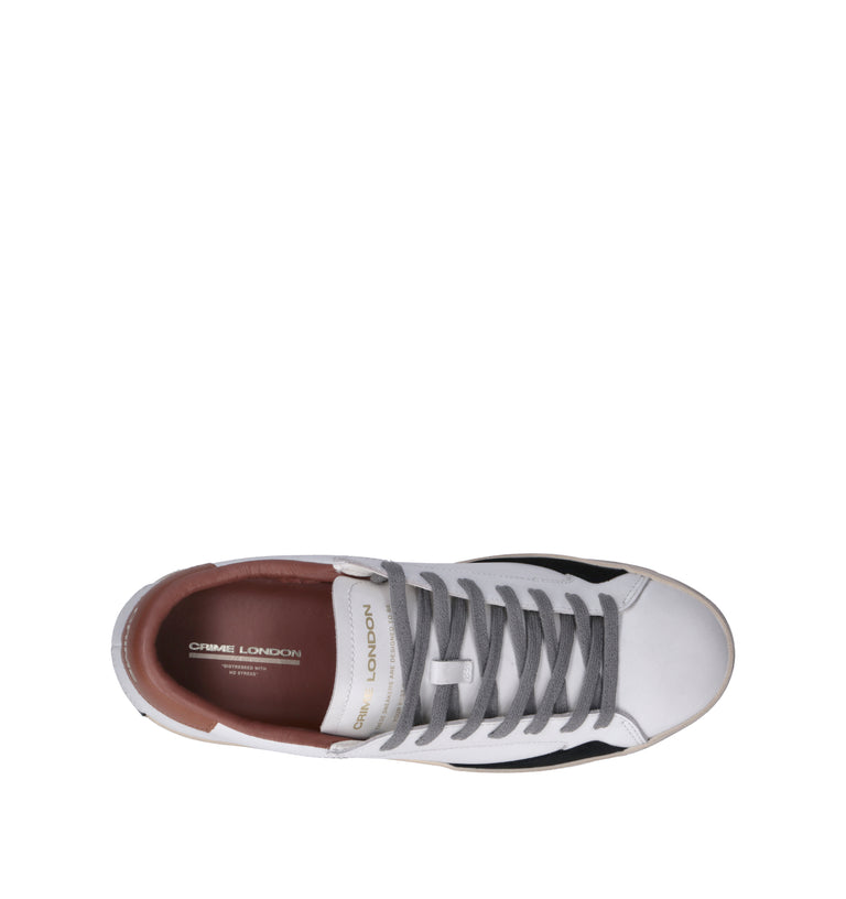 CRIME Sneaker uomo bianca in pelle
