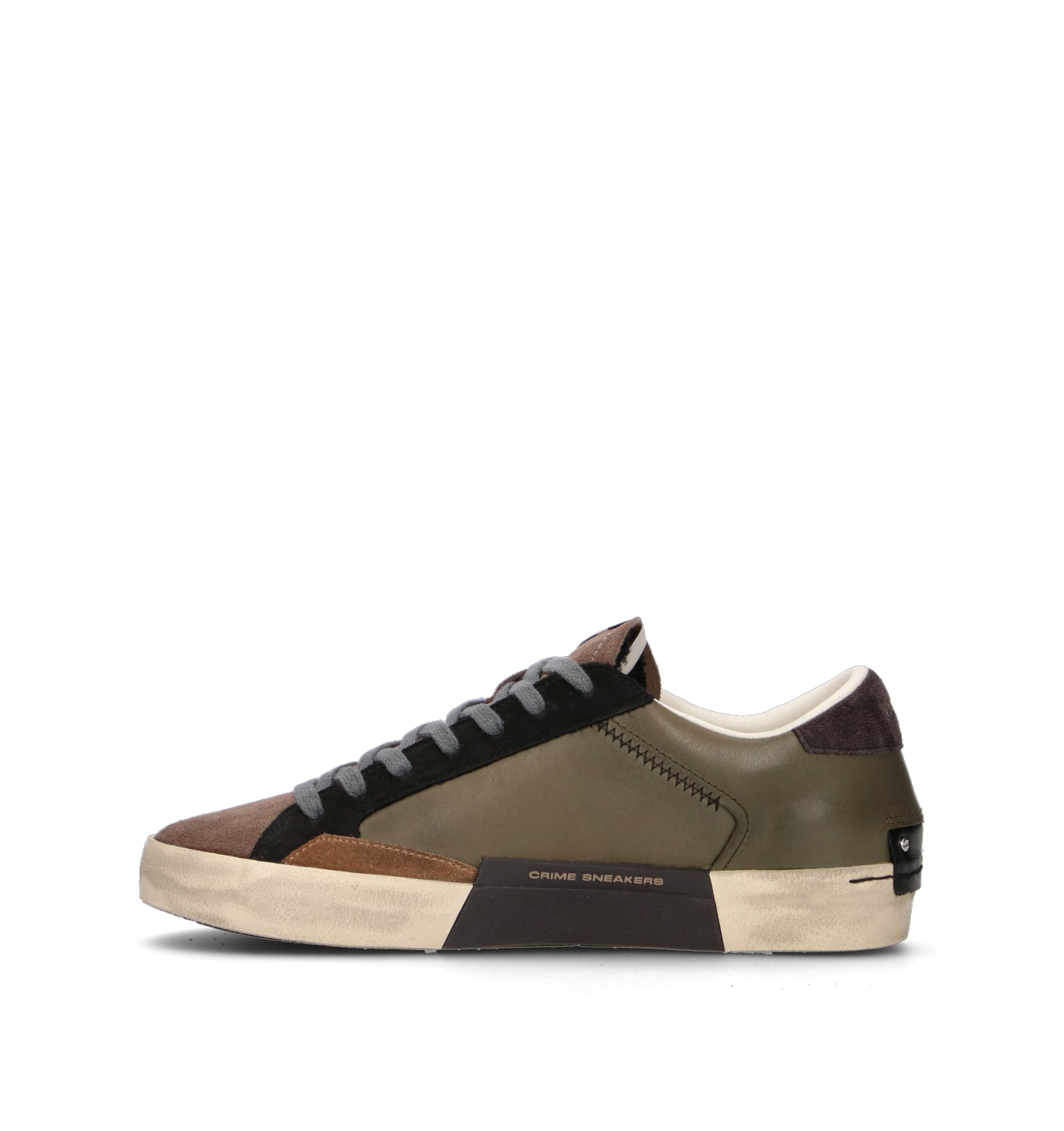 CRIME Sneaker uomo militare in pelle