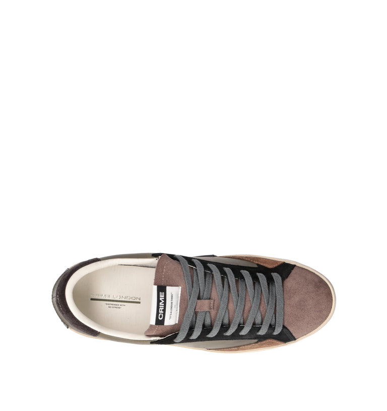 CRIME Sneaker uomo militare in pelle