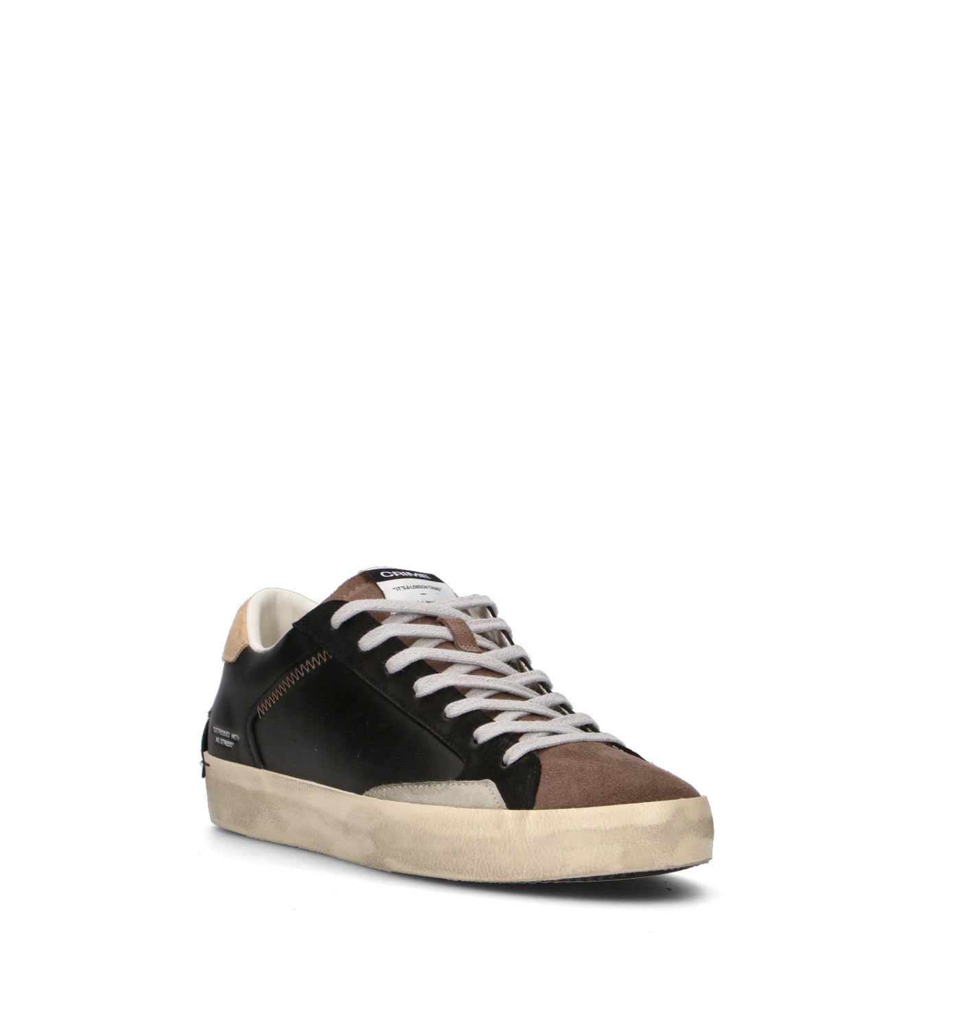 CRIME Sneaker uomo nera in pelle
