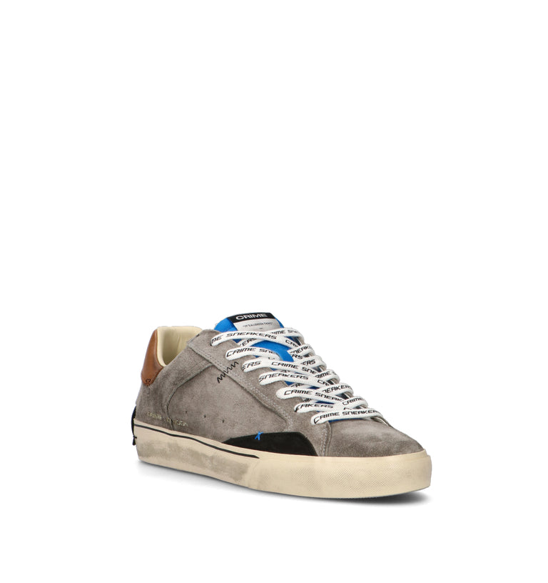 CRIME Sneaker uomo grigia in suede