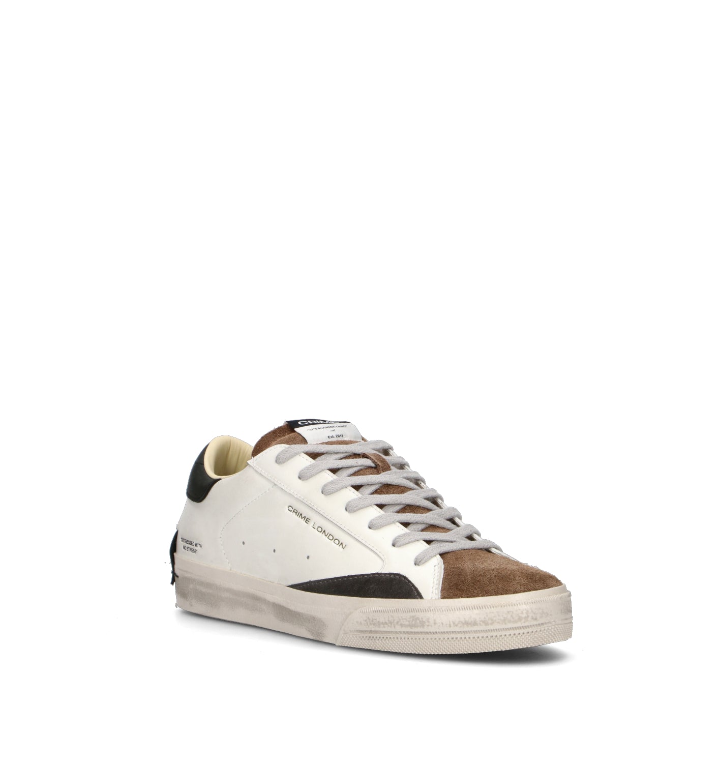 CRIME Sneaker uomo bianca in pelle
