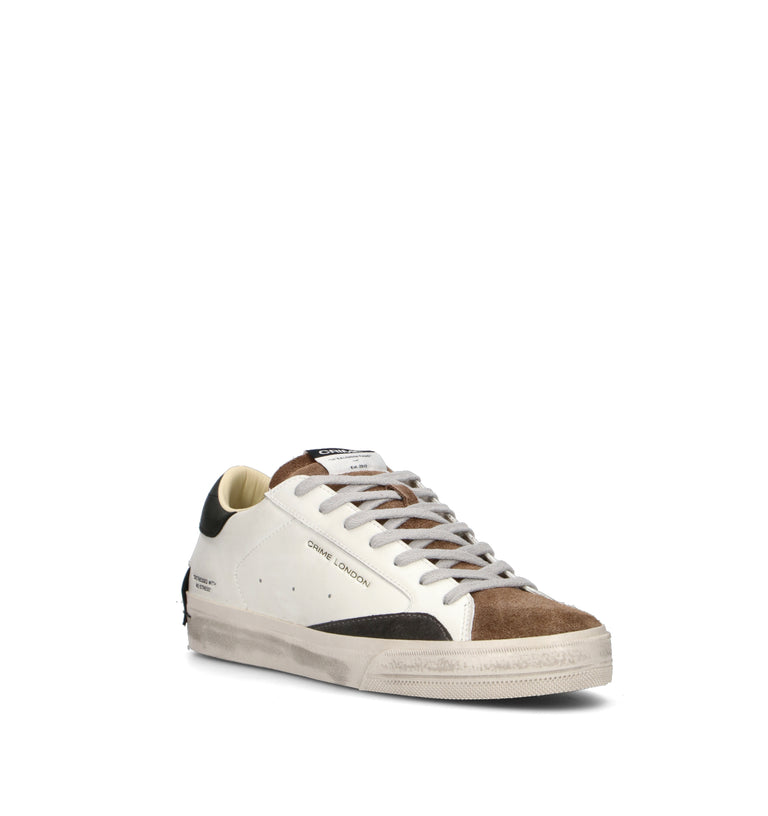 CRIME Sneaker uomo bianca in pelle