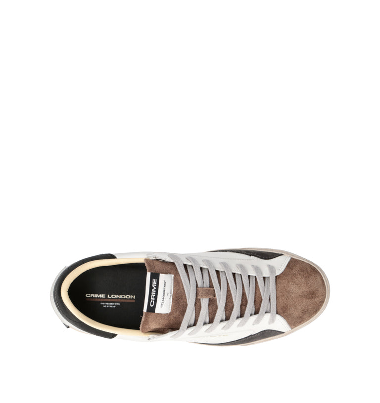 CRIME Sneaker uomo bianca in pelle