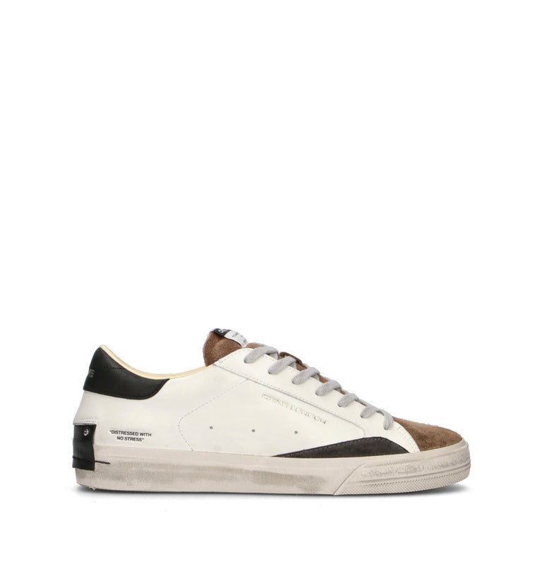 CRIME Sneaker uomo bianca in pelle