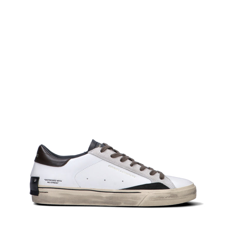 CRIME Sneaker uomo bianca in pelle