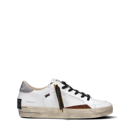 CRIME Sneaker uomo bianca in pelle