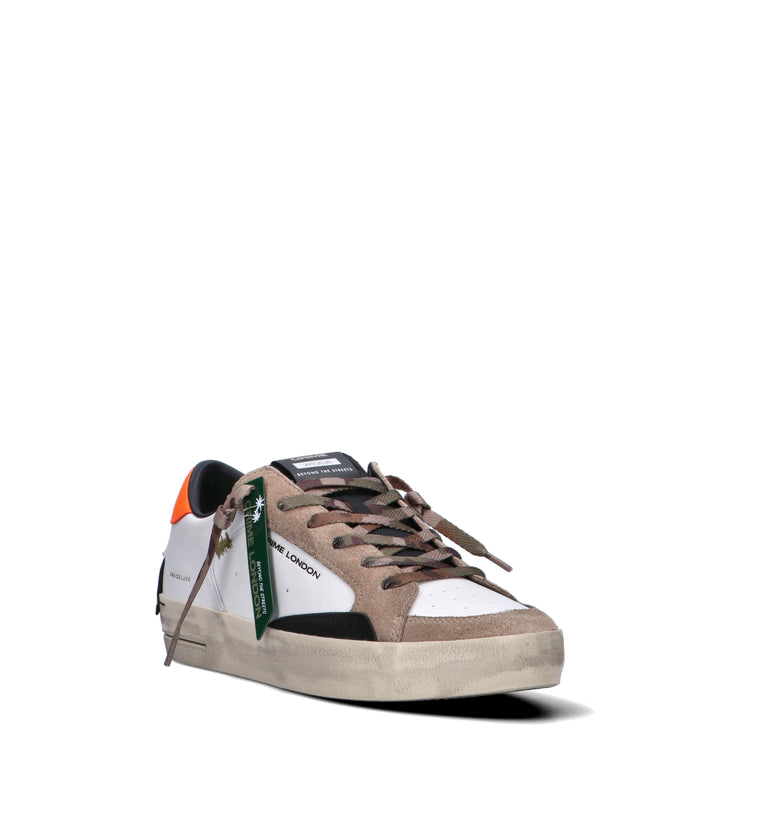 CRIME Sneaker uomo bianca in pelle
