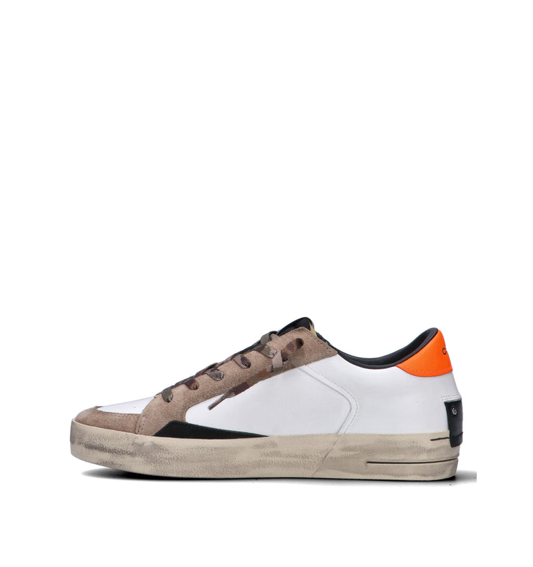 CRIME Sneaker uomo bianca in pelle