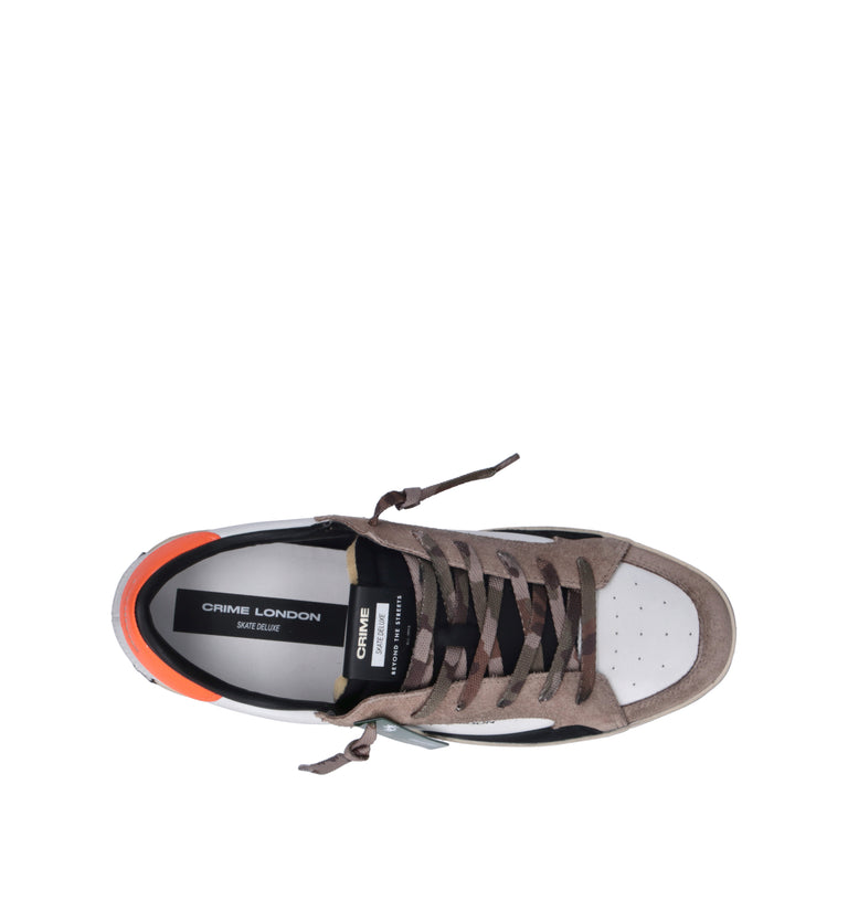 CRIME Sneaker uomo bianca in pelle