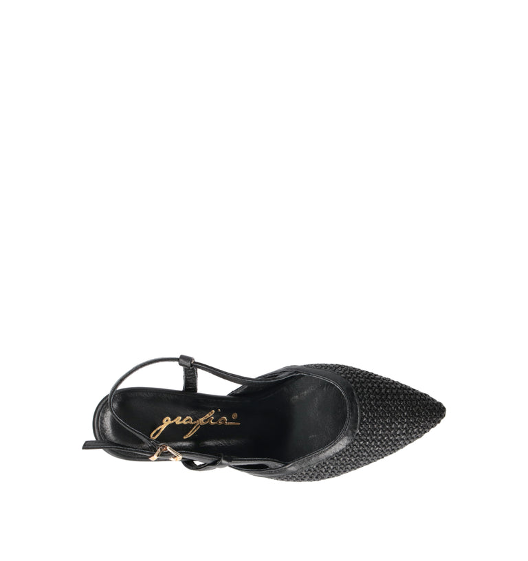GRAFIA Slingback donna nera in pelle