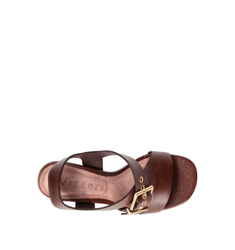 VICENZA Sandalo donna marrone in pelle