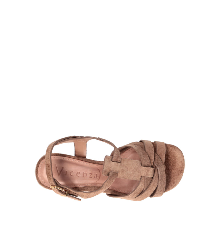 VICENZA Sandalo donna beige in suede