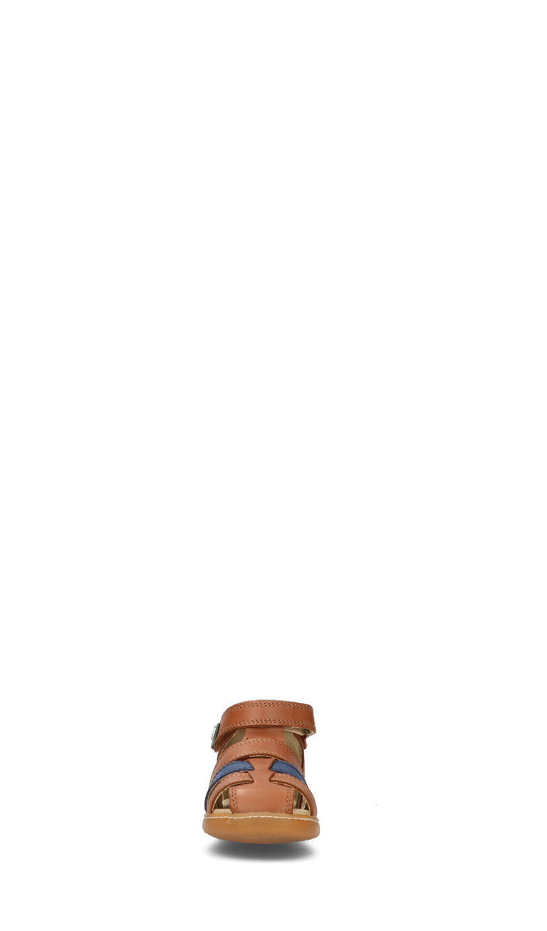 KICKERS Sandalo bimbo marrone/blu in pelle