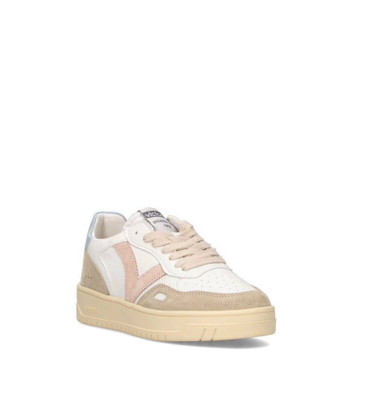 VICTORIA Sneaker donna bianca/beige in pelle
