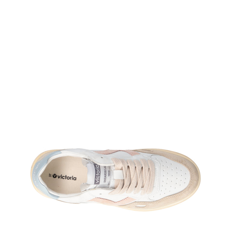 VICTORIA Sneaker donna bianca/beige in pelle