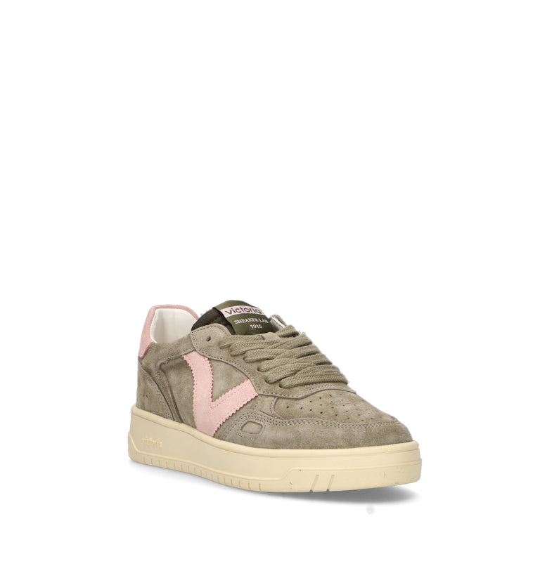 VICTORIA Sneaker donna kaki/rosa in suede