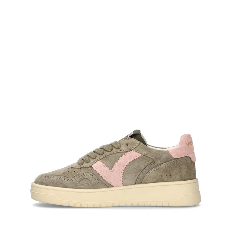 VICTORIA Sneaker donna kaki/rosa in suede
